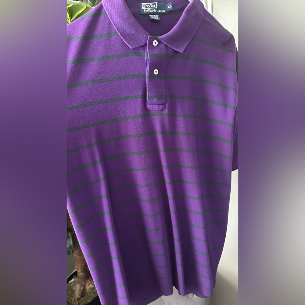 Men's Purple Striped Polo Shirt
